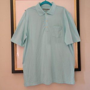 Greg Norman Large Sport Polo Golf Shirt Color Aqua Green Play Dry VG Used